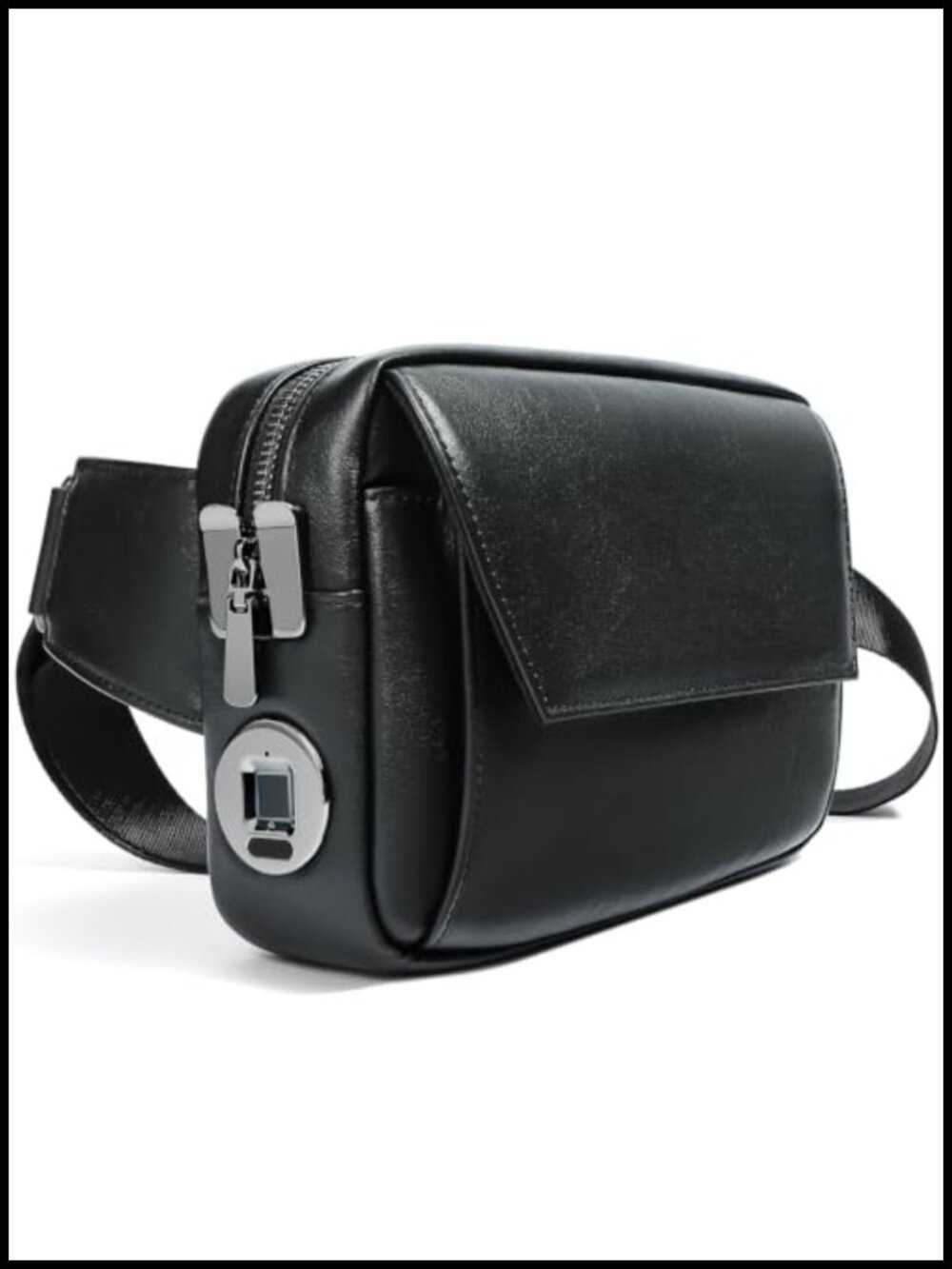 Anti-Theft Crossbody Bag Genuine Leather Fingerprint Lock Sling Travel